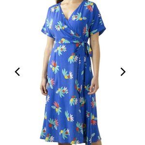Modcloth Wrap Style Emily and Fin Jenna Fruit Print Dress size large Fit Flare